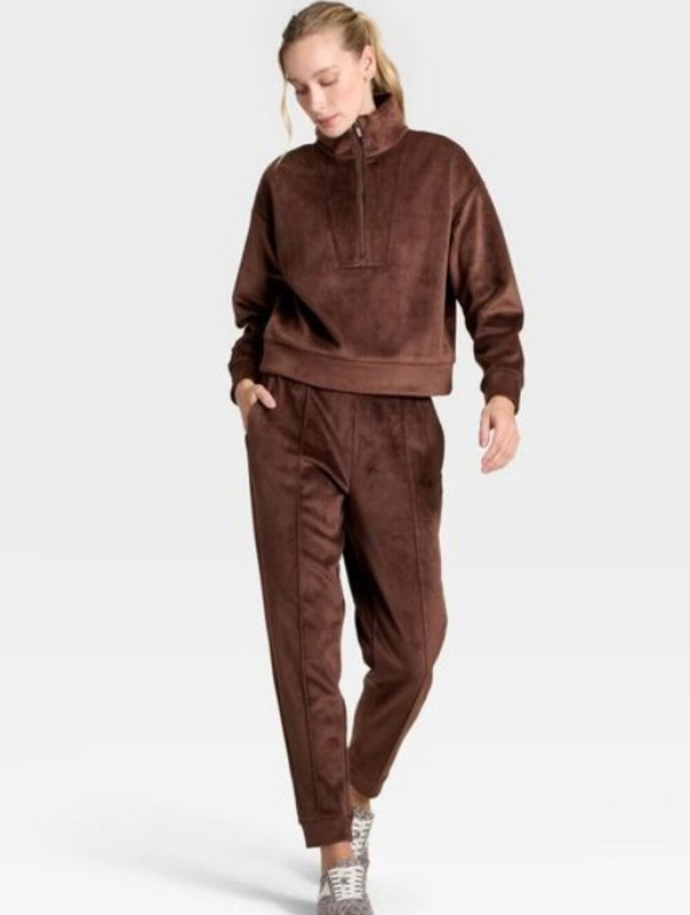 All In Motion-Velour Ribbed Joggers (Brown 🤎)-XL